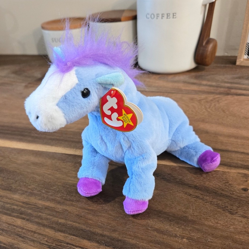 Ty Beanie Baby Clementine the Horse Blue Purple Plush Stuffed Animal 2022